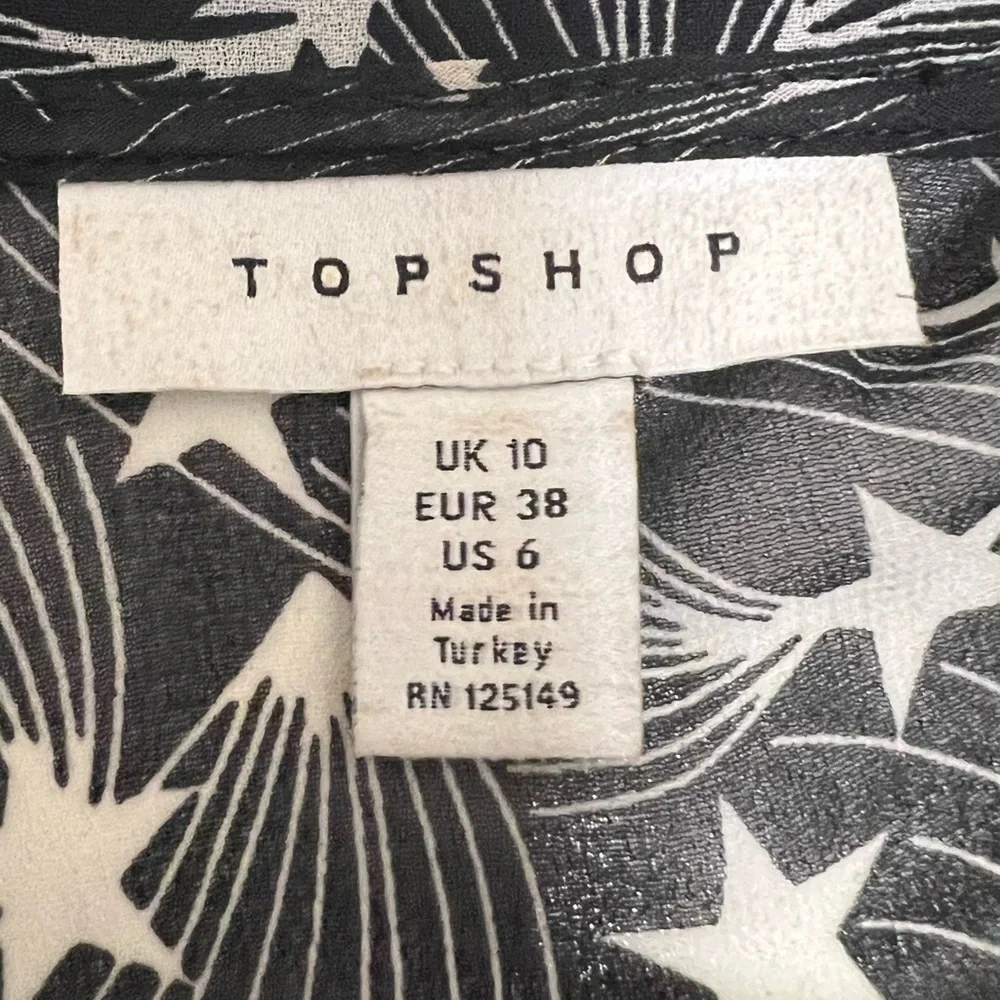 TopShop Star Print Sheer Blouse with Ruffled Sleeves - Picture 8 of 9